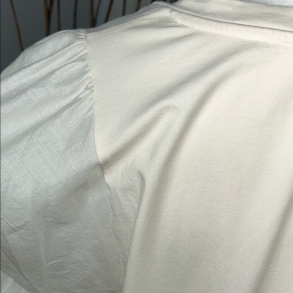 LC Lauren Conrad Cream Puff Sleeve Blouse Relaxed Fit - Picture 8 of 9